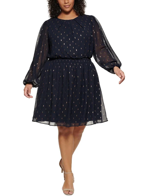 Plus Womens Metallic Printed Cocktail and Party Dress Tunics Running lightweight