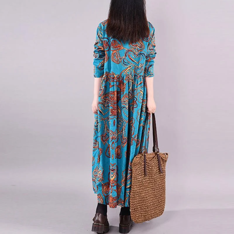 Large Size Women's Retro Printing Round Neck Skirt Covering Hips Fat Mm Dress O-neck Mid-length Sleeves Loose Casual Long Dress with Waist and Slim Tunics Cozy comfortable Large Size Women's Retro Printing Round Neck Skirt Covering Hips Fat Mm Dress O-neck Mid-length Sleeves Loose Casual Long Dress with Waist and Slim Tunics Cozy comfortable