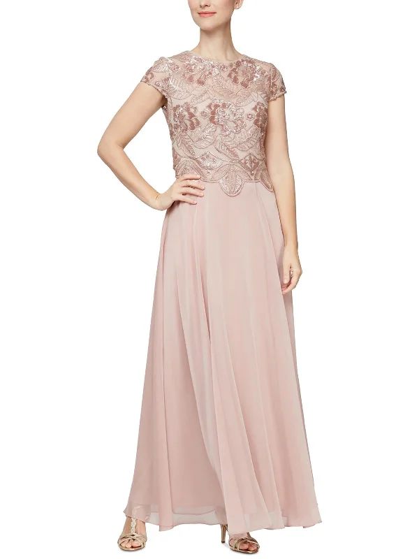 Womens Lace Embroidered Evening Dress Turtleneck Warm Winter