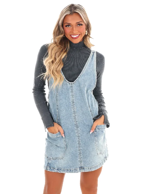 Everywhere and Back Denim Mini Dress Stylish Summer Mini Dress