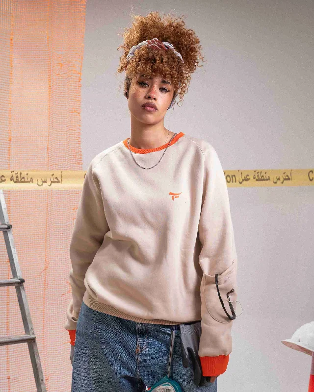 Sleeve Pocket Unisex Oversized Crew-neck Sweatshirt - Creamy Orange Hoodie Crop Top Short Trendy Sleeve Pocket Unisex Oversized Crew-neck Sweatshirt - Creamy Orange Hoodie Crop Top Short Trendy