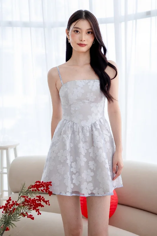 BOUNTIFUL EMBOSSED MINI DRESS IN BLUE Fashionable Mini Dress with Pockets