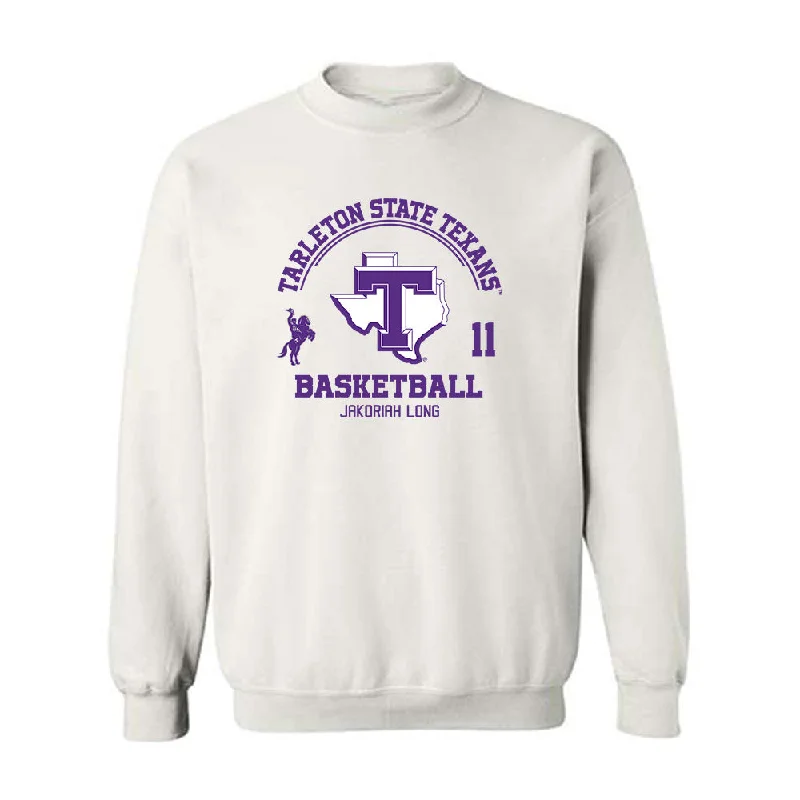 Tarleton State - NCAA Women's Basketball : Jakoriah Long - Classic Fashion Shersey Crewneck Sweatshirt Hoodie with Patch Decorative Personalized Tarleton State - NCAA Women's Basketball : Jakoriah Long - Classic Fashion Shersey Crewneck Sweatshirt Hoodie with Patch Decorative Personalized