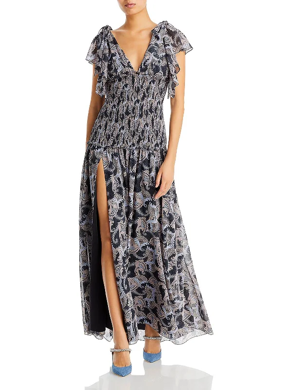 Kris Womens Chiffon Paisley Evening Dress Tunics Denim casual