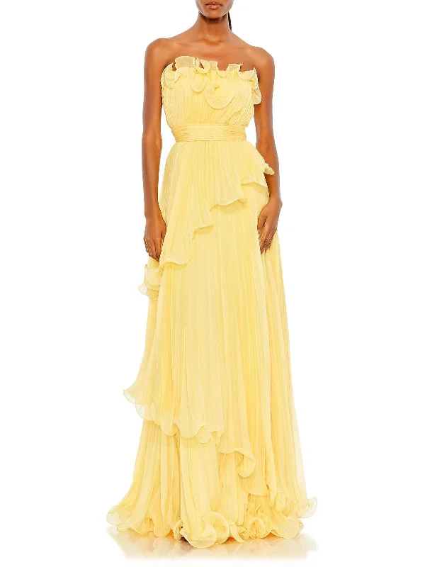 Womens Pleated Tiered Evening Dress Tunics Trousers formal