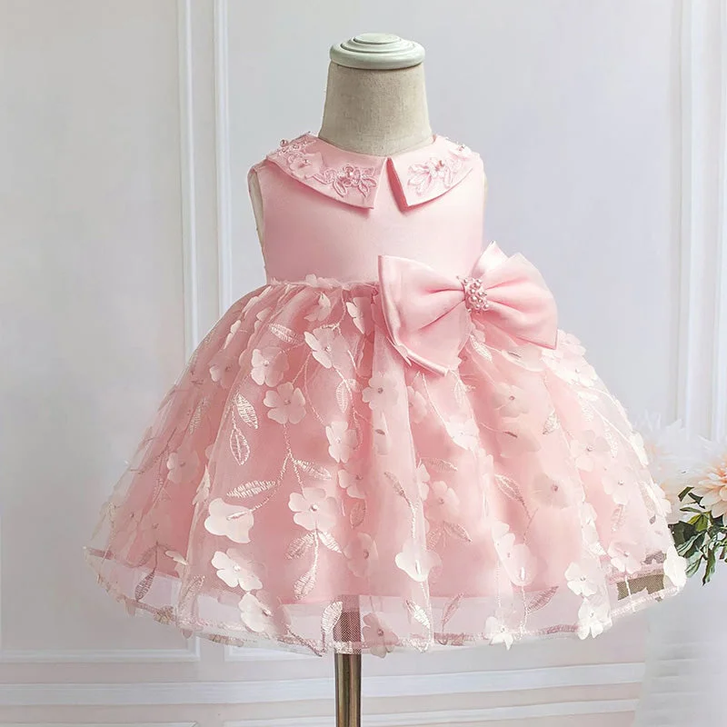 Baby Girl Easter Dress Bow Round Neck Flower Girl Dress Princess Party Dress A-Line Day Work Baby Girl Easter Dress Bow Round Neck Flower Girl Dress Princess Party Dress A-Line Day Work