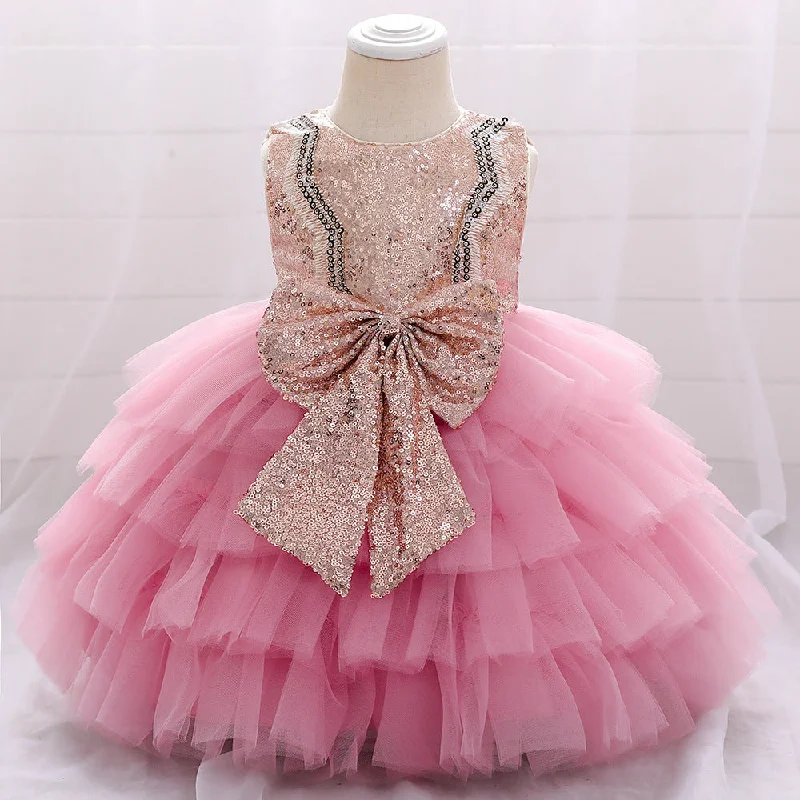 Baby Girl Birthday Party Dress Toddler Cute Bow Puffy Pageant Princess Dress Tunics Polka dots Baby Girl Birthday Party Dress Toddler Cute Bow Puffy Pageant Princess Dress Tunics Polka dots