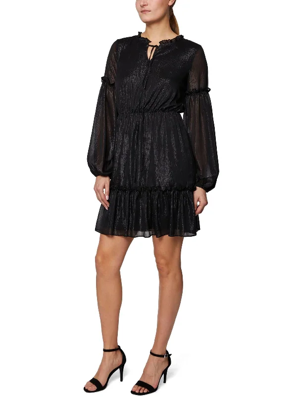 Womens Metallic Mini Cocktail and Party Dress Halter Neckline Beach