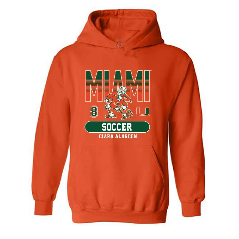 Miami - NCAA Women's Soccer : Ciara Alarcon - Classic Fashion Shersey Hooded Sweatshirt Hoodie with Hem Elastic Stretchable Comfortable Miami - NCAA Women's Soccer : Ciara Alarcon - Classic Fashion Shersey Hooded Sweatshirt Hoodie with Hem Elastic Stretchable Comfortable