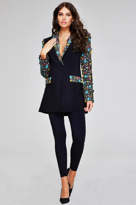 Jovani 26304 Long Sleeve Formal Blazer Pant Suit Casual Plaid Pants