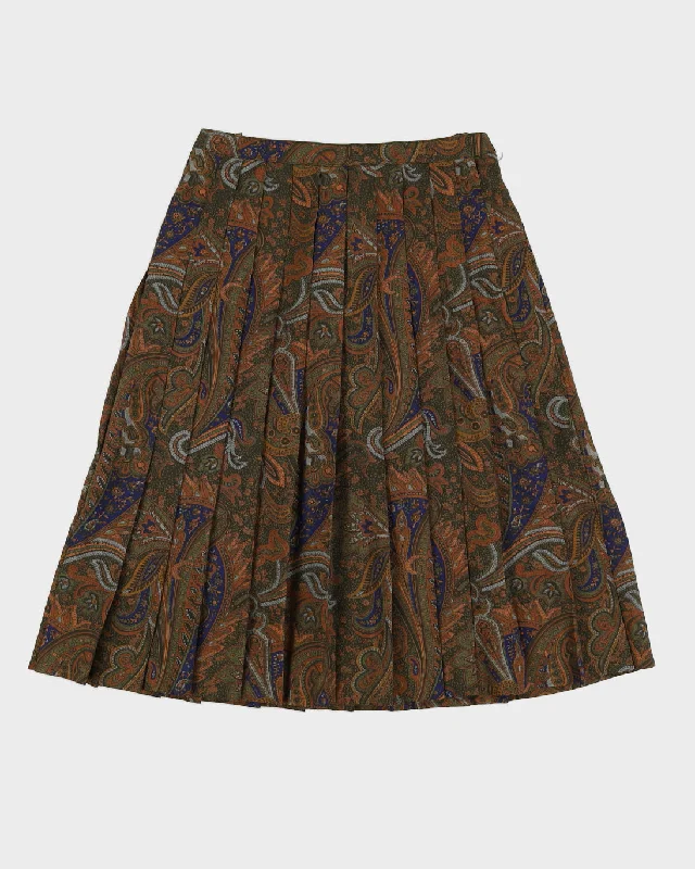 Vintage 90s Ralph Sportswear Green Paisley Skirt - M cashmere skirt plush