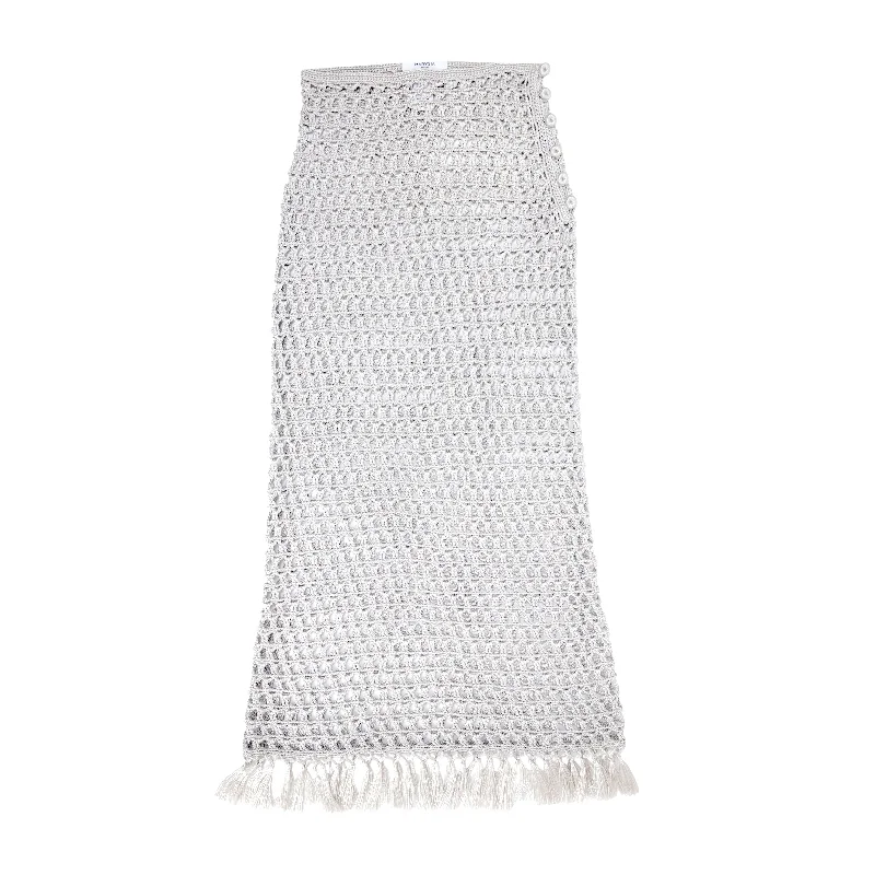 Marysia Crochet Maxi Skirt Silver velvet skirt sumptuous
