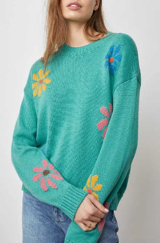 ZOEY SWEATER - MULTI FLOWERS Iron Safe Non-Iron Wrinkle Free