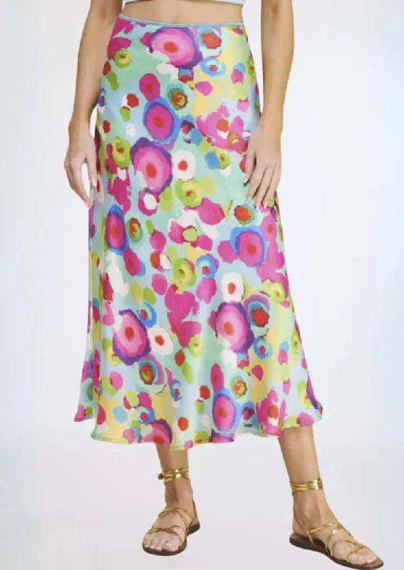 Add Some Color Aqua & Fuchsia Midi Skirt Made in USA denim skirt fashionable