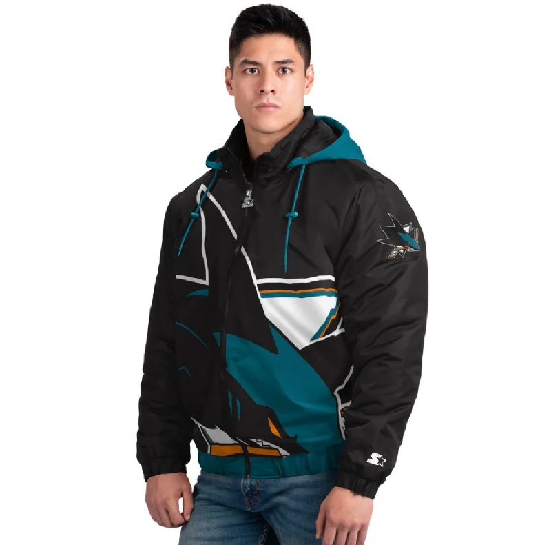 Starter San Jose Sharks Hooded Jacket Faux Fur Jacket Real Fur Jacket Shearling Jacket Starter San Jose Sharks Hooded Jacket Faux Fur Jacket Real Fur Jacket Shearling Jacket