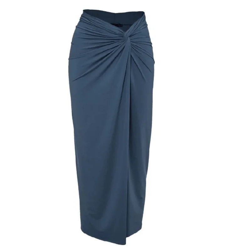 Solid Karen Midi Skirt Grey high slit skirt
