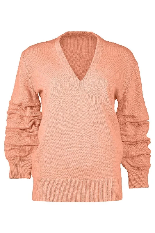 Crushed Sleeve Sweater - Melon Terry Terry Cloth Terry Knit