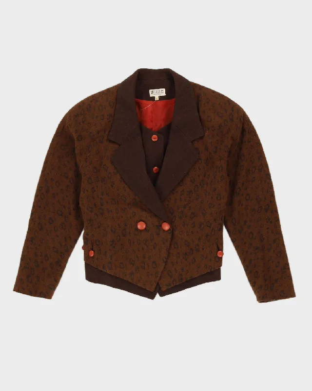 Brown Patterned Layered Blazer Jacket - S Denim Jacket Leather Jacket Suede Jacket