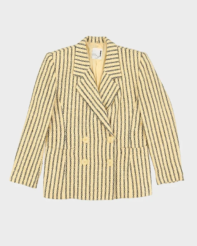 00s Yellow Checked Blazer Jacket - S Toggled Jacket Drawstring Jacket Belted Jacket
