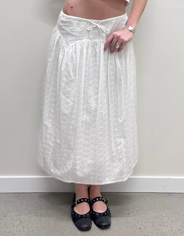 Marlow Midi Skirt in White chiffon skirt airy