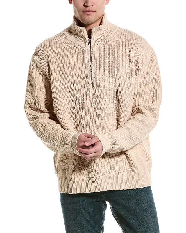 Alex Mill 1/2-Zip Mock Sweater Cotton Fabric Linen Fabric Terry Fabric