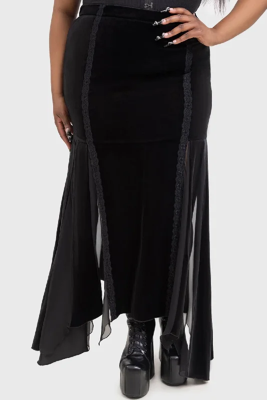 Morose Skirt [PLUS] velvet skirt glossy