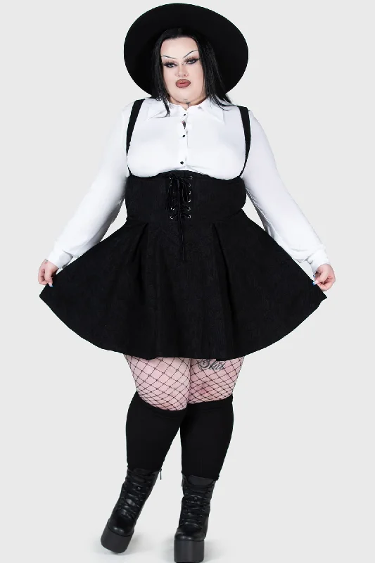 Rotten Relics Suspender Mini Skirt [PLUS] silk skirt smooth