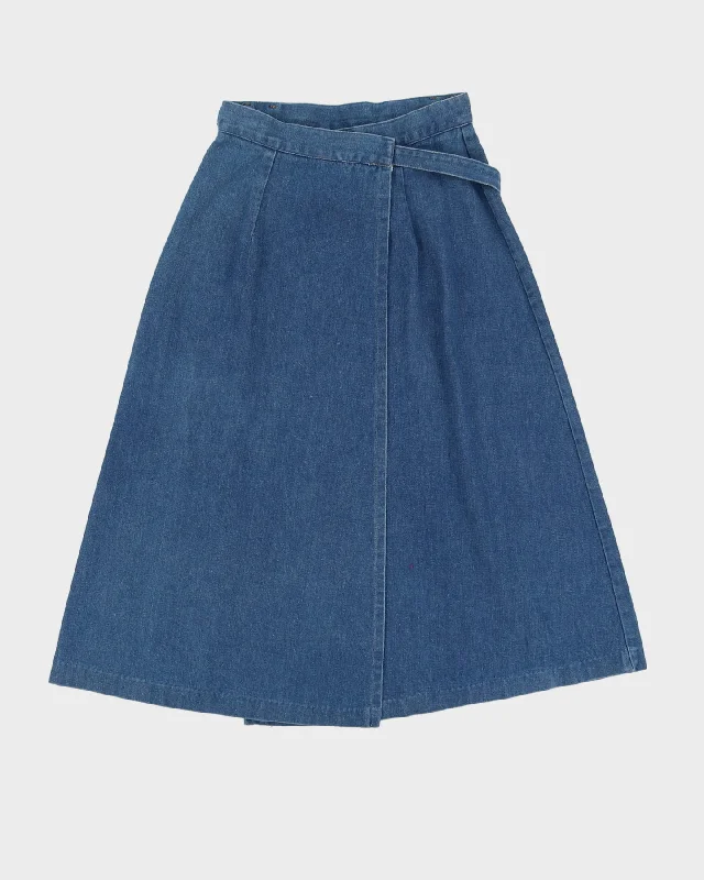 Vintage 1970s Denim Wrap Skirt - XS spandex blend skirt