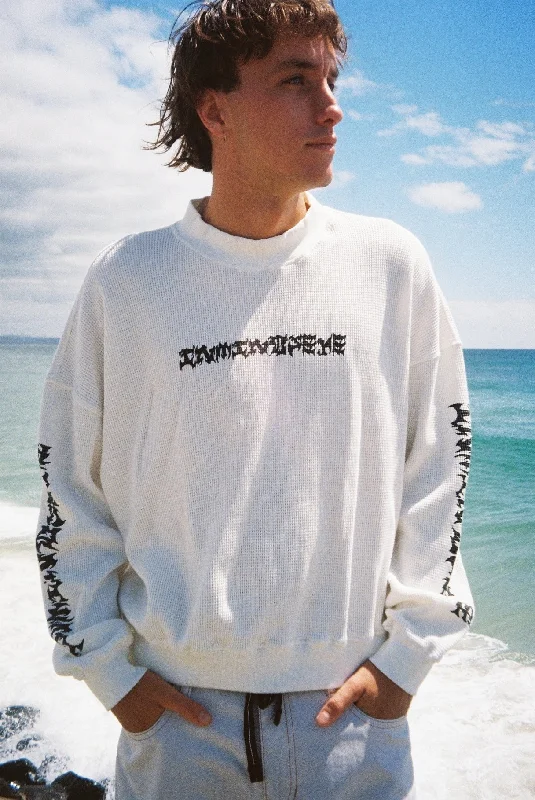 CHROME SWEATER / WHITE Solid Print Embellished