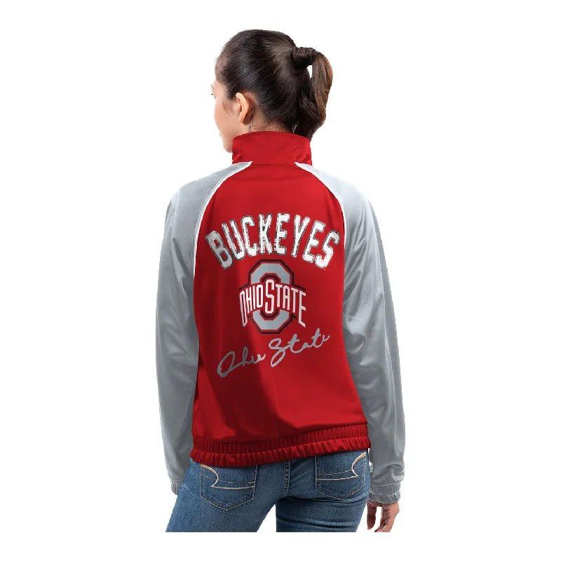 Ladies Ohio State Buckeyes Dolman Fashion Scarlet/Gray Full Zip Track Jacket Mesh Jacket Canvas Jacket Denim Jacket Ladies Ohio State Buckeyes Dolman Fashion Scarlet/Gray Full Zip Track Jacket Mesh Jacket Canvas Jacket Denim Jacket