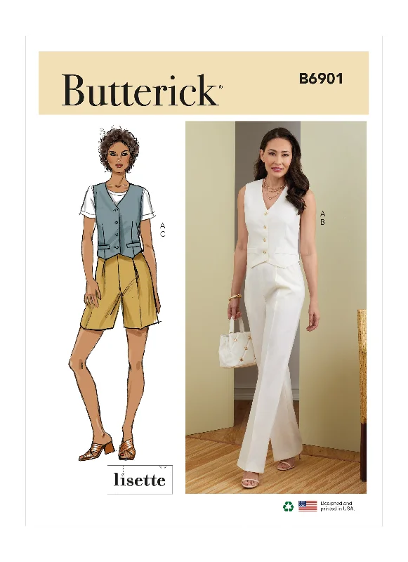 Butterick Pattern B6901 womMisses' Vest, Pants and Shorts Casual Lounge Pants