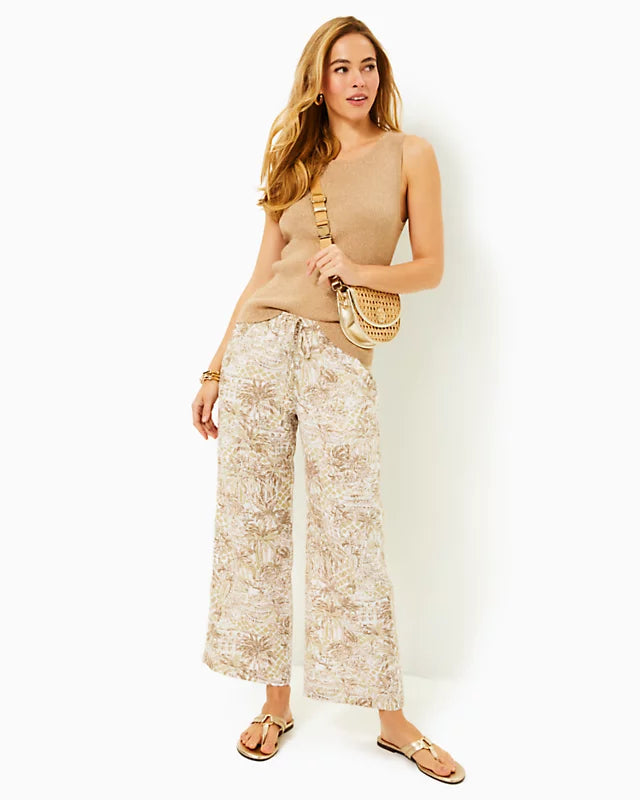 Lilly Pulitzer 27" Brawley Linen Crop Pant - Sand Bar Palm Beach Paradise Soft Stretch Leggings Lilly Pulitzer 27" Brawley Linen Crop Pant - Sand Bar Palm Beach Paradise Soft Stretch Leggings