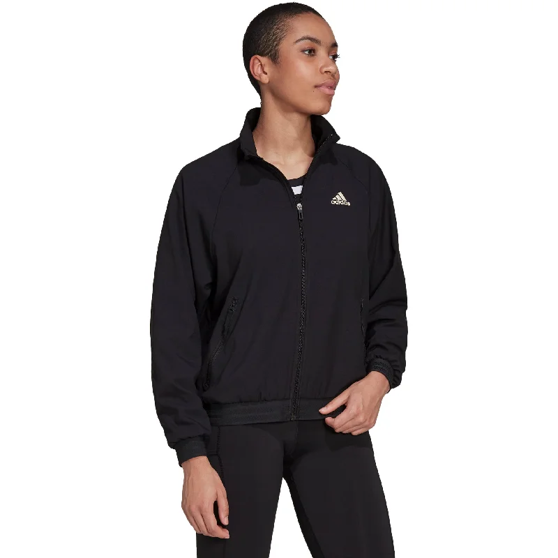 Adidas Woven Black Womens Tennis Jacket Cardigan Sweater Pullover