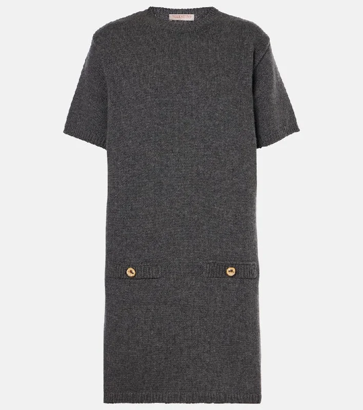 Valentino Virgin wool sweater dress Turtle Neck Boat Neck Asymmetrical Neck