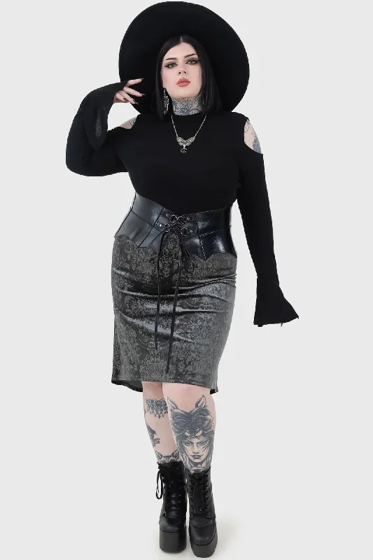 Haunted Lover Midi Skirt [PLUS] wool skirt warm