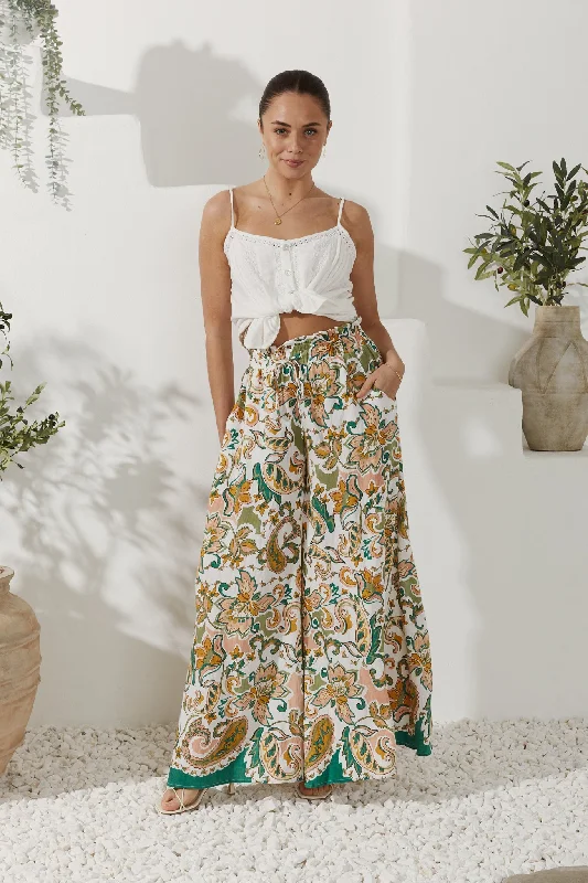 Sorrel Green Boho Wide Leg Pants High-Waist Jeans