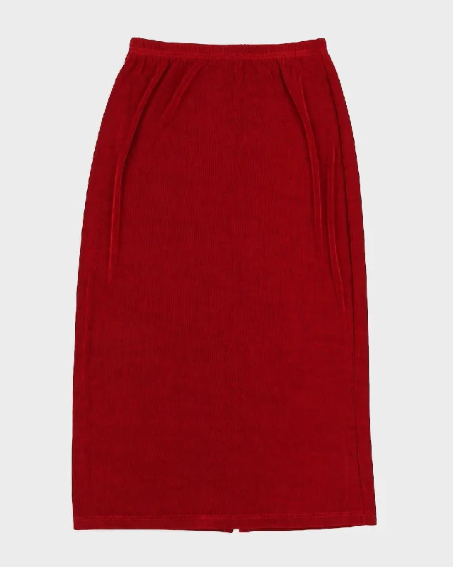 Vintage 90s Piccadilly Wine Red Maxi Skirt - M/L leather skirt bold