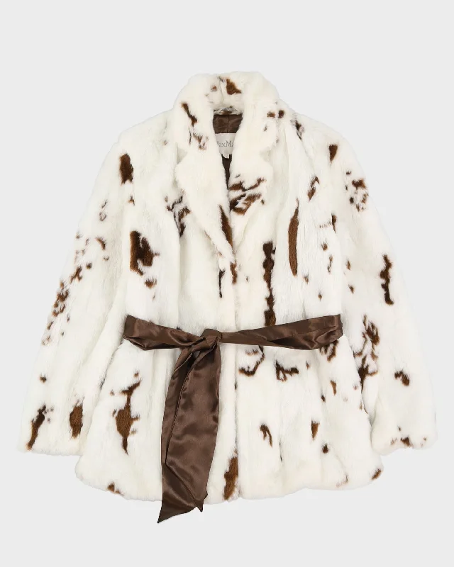 MaxMara White Patterned Faux Fur Jacket - S Satin Fabric Silk Fabric Chiffon Fabric MaxMara White Patterned Faux Fur Jacket - S Satin Fabric Silk Fabric Chiffon Fabric