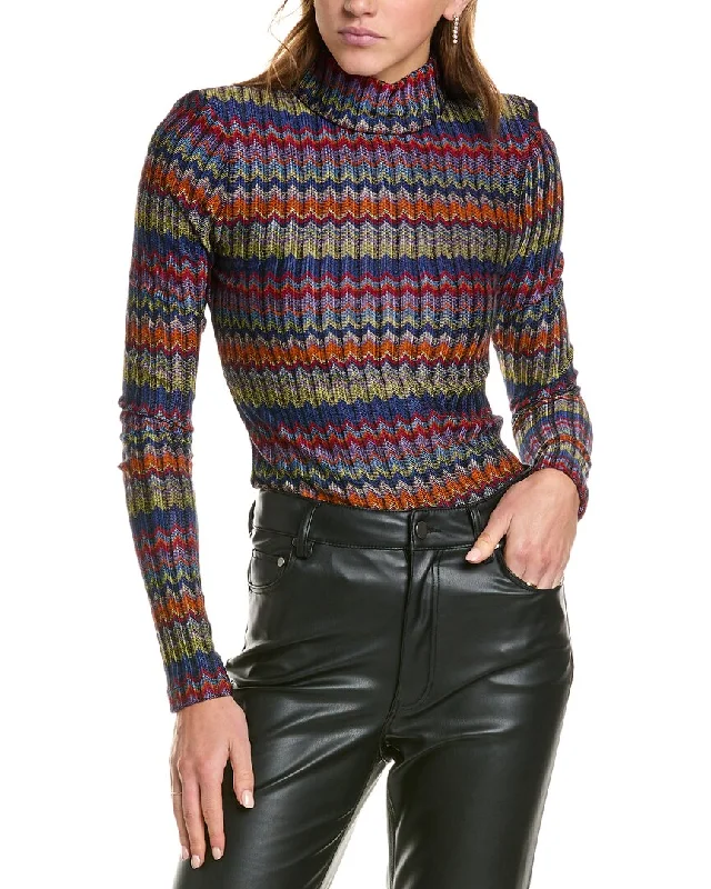 Ramy Brook Adina Sweater Real Fur Shearling Chenille