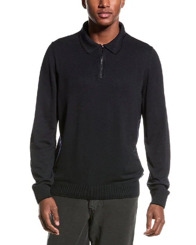 BOSS Hugo Boss Luno 1/4-Zip Polo Sweater Velvet Chenille Corduroy