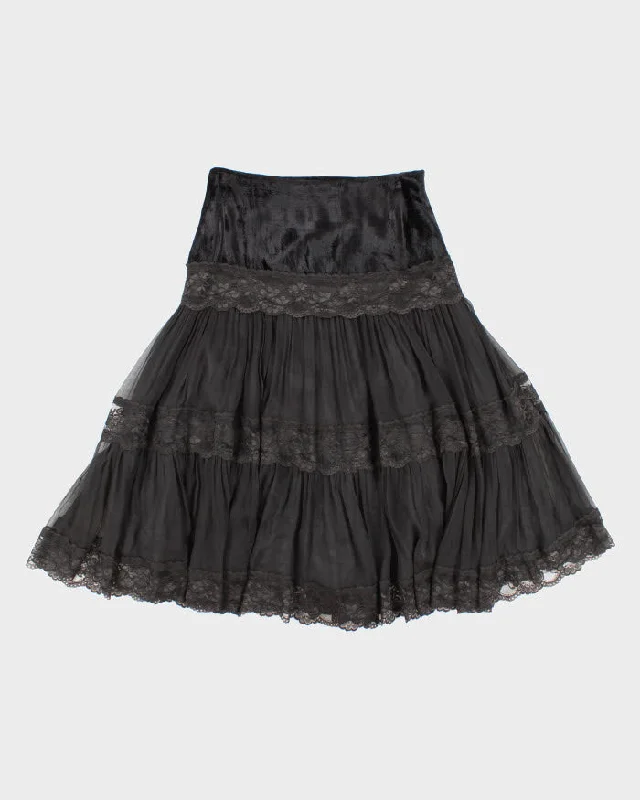 Vintage 90s Stella Forest Tiered Silk Skirt - M asymmetrical skirt cut