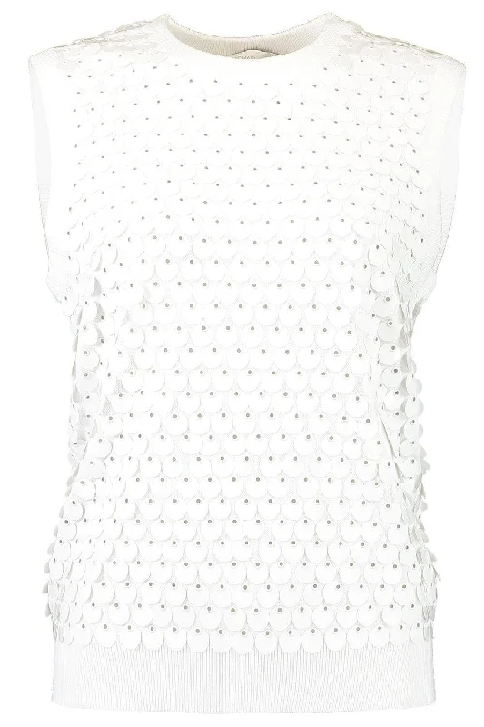 Paillette Embellished Sleeveless Sweater Thin Thick Dense