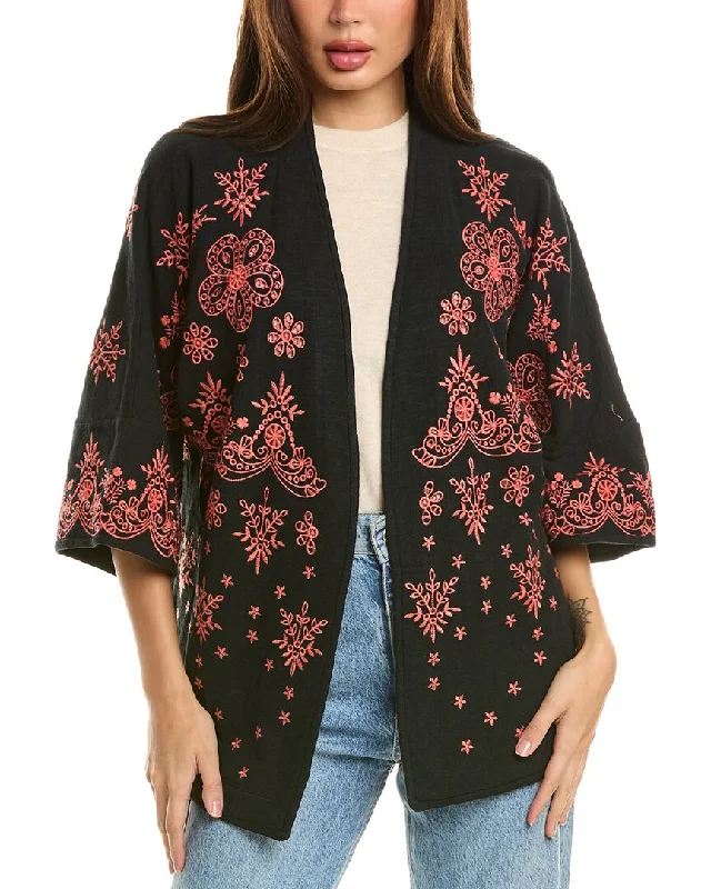 Johnny Was Petite Sweater Embroidered Appliqued Beaded