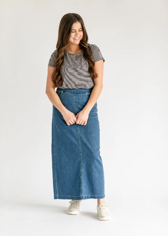 Donna Medium Wash Maxi Skirt - FINAL SALE leather skirt bold