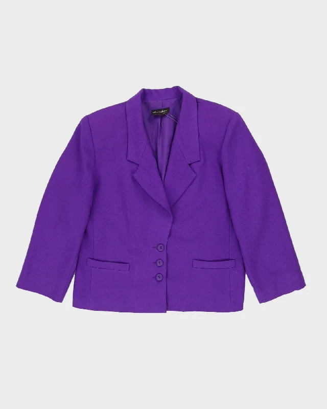 00s Purple Boxy Blazer Jacket - S Wool Jacket Cashmere Jacket Tweed Jacket