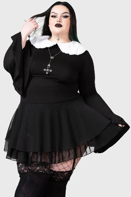 Yasumi Mesh Skirt [PLUS] ribbed skirt waist