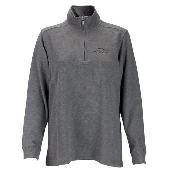 Womens Harbor Rib Qtr Zip Sweater - Gray Mesh Blend Leather Blend Suede Blend