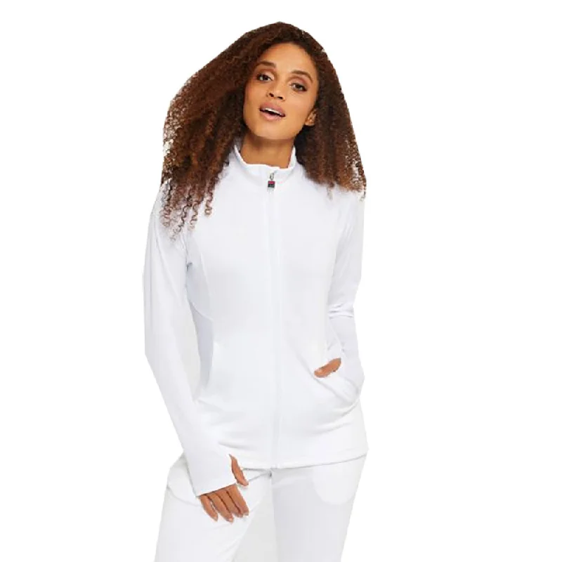 Fila White Line Collection White Womens Tennis Jacket Nylon Fabric Polyester Fabric Spandex Fabric Fila White Line Collection White Womens Tennis Jacket Nylon Fabric Polyester Fabric Spandex Fabric