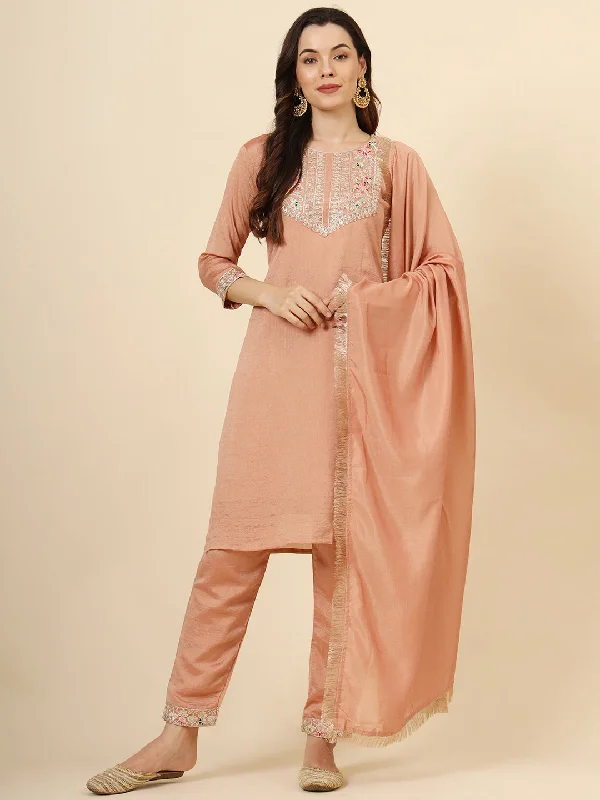 Peach Designer Looking Readymade Pant Suit With Embroidery Work Stylish Paperbag Waist Pants Peach Designer Looking Readymade Pant Suit With Embroidery Work Stylish Paperbag Waist Pants