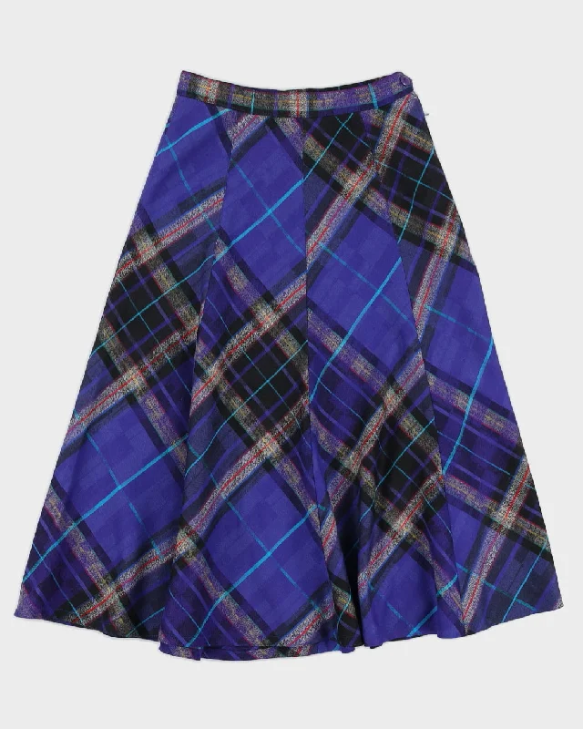 Vintage 90s Simon Chang Purple Tartan Skirt - XS velvet skirt plush